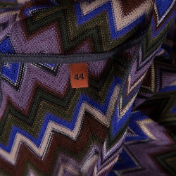 Pre Owned Missoni Multicolor Zigzag Pattern Knit Button Front Long Cardigan M