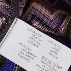 Pre Owned Missoni Multicolor Zigzag Pattern Knit Button Front Long Cardigan M