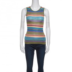 Pre Owned Missoni Multicolor Striped Rib Knit Sleeveless Tank Top S