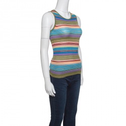 Pre Owned Missoni Multicolor Striped Rib Knit Sleeveless Tank Top S