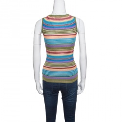 Pre Owned Missoni Multicolor Striped Rib Knit Sleeveless Tank Top S