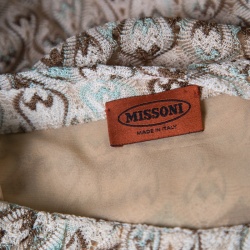 Pre Owned Missoni Brown and Blue Ombre Perforated Knit Draped Front Shift Dress M