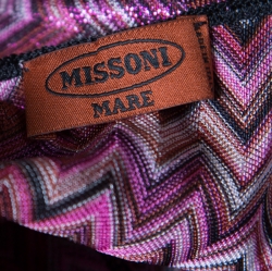 Pre Owned Missoni Mare Pink Lurex Chevron Pattern Knit Faux Wrap Crop Top S