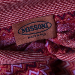Pre Owned Missoni Burnt Orange Chevron Pattern Jacquard Knit Polo T-Shirt M