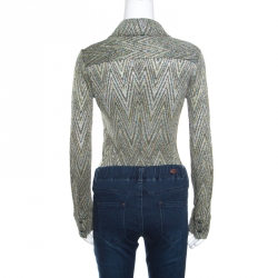 Pre Owned Missoni Multicolor Lurex Knit Chevron Pattern Long Sleeve Bodysuit M
