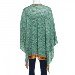 Pre Owned Missoni Multicolor Perforated Lurex Knit Open Front Poncho ( One Size )