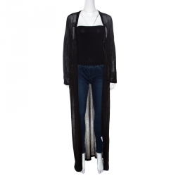 Pre Owned Missoni Metallic Black Knit Front Open Long Cardigan M