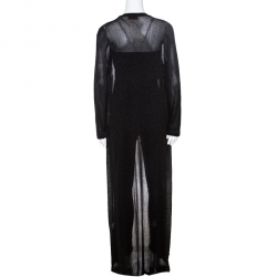 Pre Owned Missoni Metallic Black Knit Front Open Long Cardigan M