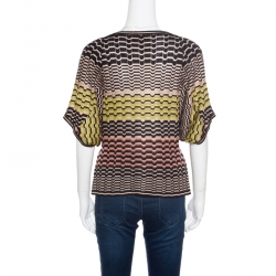 Pre Owned Missoni Multicolor Perforated Lurex Knit Dolman Sleeve Top S