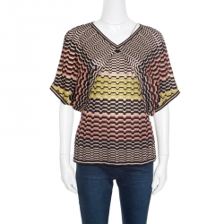Pre Owned Missoni Multicolor Perforated Lurex Knit Dolman Sleeve Top S