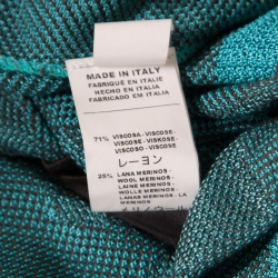 Pre Owned M Missoni Blue Patterned Knit Plunge Neck Sleeveless Dress L