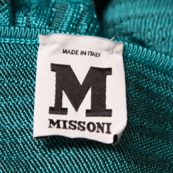 Pre Owned M Missoni Blue Patterned Knit Plunge Neck Sleeveless Dress L