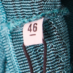 Pre Owned M Missoni Blue Patterned Knit Plunge Neck Sleeveless Dress L