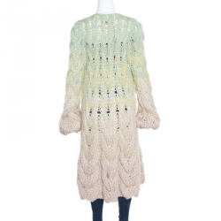 Pre Owned Missoni Green Chunky Alpaca Wool Knit Bois Ombre Cardigan L