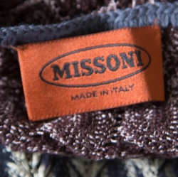 Pre Owned Missoni Multicolor Perforated Knit Short Sleeve Wrap Dress M