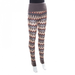 Pre Owned Missoni Multicolor Perforated Knit Fold Over Waist Detail Jogger Pants S