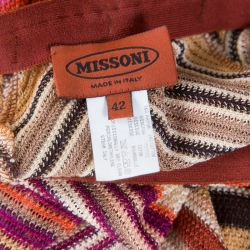 Pre Owned Missoni Multicolor Chevron Patterned Knit High Waist Pants M