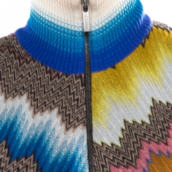 Pre Owned Missoni Multicolor Chevron Pattern Knit Fringed Bottom Sleeveless A Line Dress S