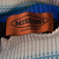 Pre Owned Missoni Multicolor Chevron Pattern Knit Fringed Bottom Sleeveless A Line Dress S