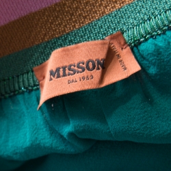 Missoni Multicolor Chevron Pattern Lurex Knit Elasticized Waist Wide Leg Pants S