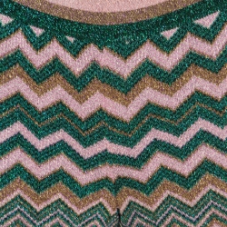 Missoni Multicolor Chevron Pattern Lurex Knit Elasticized Waist Wide Leg Pants S