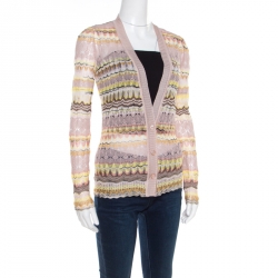 Pre Owned Missoni Multicolor Perforated Knit Cardigan S