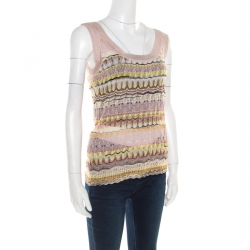 Pre Owned Missoni Multicolor Perforated Knit Sleeveless Top M