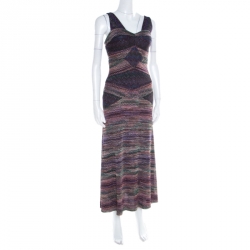 Pre Owned Missoni Multicolor Lurex Knit Sleeveless Maxi Dress M