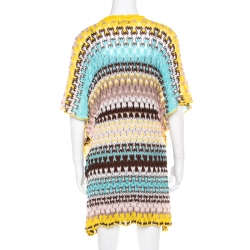 Pre Owned Missoni Mare Multicolor Perforated Knit Beach Cover-Up Kaftan S