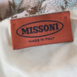 Pre Owned Missoni Pink and Brown Perforated Knit Plunge Neck Kaftan Top M