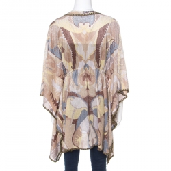 Pre Owned Missoni Mare Multicolor Lurex Knit Tie Detail Kaftan Top M