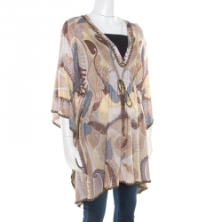 Pre Owned Missoni Mare Multicolor Lurex Knit Tie Detail Kaftan Top M