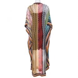 Pre Owned Missoni Mare Multicolor Chevron Pattern Perforated Lurex Knit Beach Cover Up Kaftan S