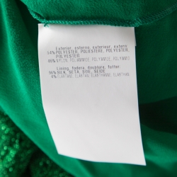 Pre Owned Missoni Metallic Green Knit Neck Tie Detail Tiered Maxi Dress and Fringed Wrap Set M