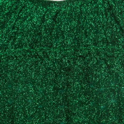 Missoni Metallic Green Knit Neck Tie Detail Tiered Maxi Dress and Fringed Wrap Set M