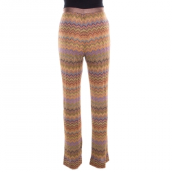 Pre Owned Missoni Multicolor Chevron Patterned Lurex Knit Elasticized Waist Pants S