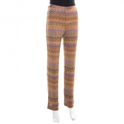 Pre Owned Missoni Multicolor Chevron Patterned Lurex Knit Elasticized Waist Pants S