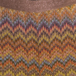 Pre Owned Missoni Multicolor Chevron Patterned Lurex Knit Elasticized Waist Pants S