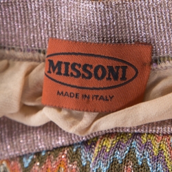 Pre Owned Missoni Multicolor Chevron Patterned Lurex Knit Elasticized Waist Pants S