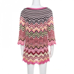 Pre Owned Missoni Multicolor Perforated Patterned Knit Tunic M