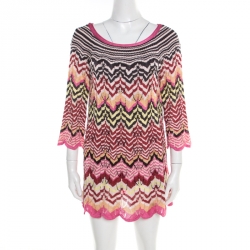 Pre Owned Missoni Multicolor Perforated Patterned Knit Tunic M