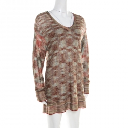 Pre Owned Missoni Multicolor Lurex Knit Long Sleeve Tunic Dress M