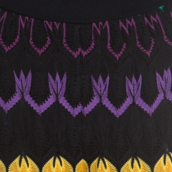 Pre Owned Missoni Multicolor Patterned Perforated Knit Elasticized Waist Wide Leg Pants M