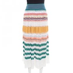 Pre Owned Missoni Multicolor Perforated Patterned Knit Elasticized Waist Midi Skirt M