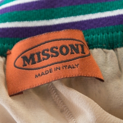 Pre Owned Missoni Multicolor Perforated Patterned Knit Elasticized Waist Midi Skirt M