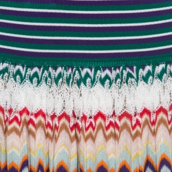 Pre Owned Missoni Multicolor Perforated Patterned Knit Elasticized Waist Midi Skirt M