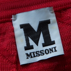 Pre Owned M Missoni Red Stretch Knit Long Sleeve Fit and Flare Dress L