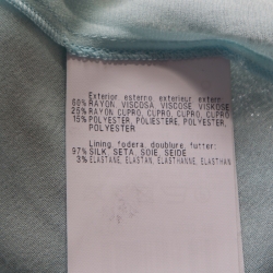 Pre Owned Missoni Blue and Silver Chevron Pattern Perforated Lurex Knit Maxi Skirt L