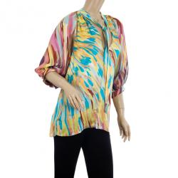 Pre Owned Missoni Collar Tie Silk Top S