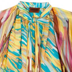 Pre Owned Missoni Collar Tie Silk Top S